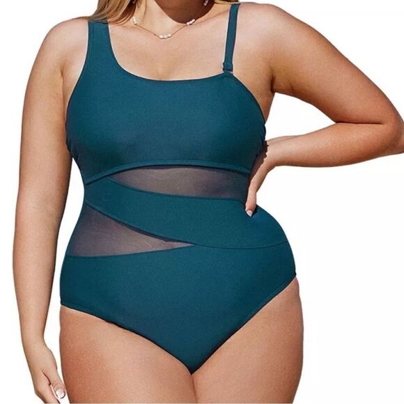 Cupshe Dreamscapes Mesh One-Piece 0X (XL) black - Picture 1 of 9